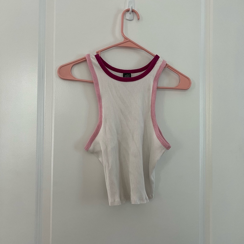Pink and White Tank Top